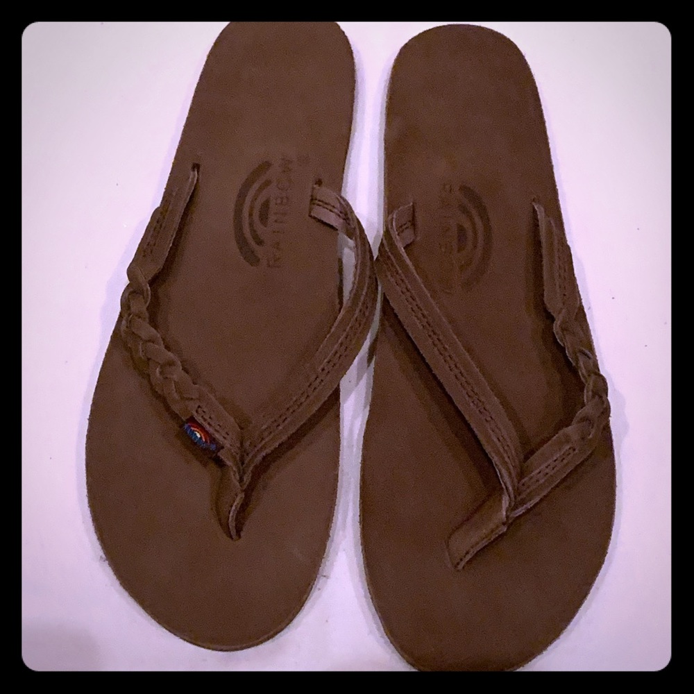 Rainbow flip flops